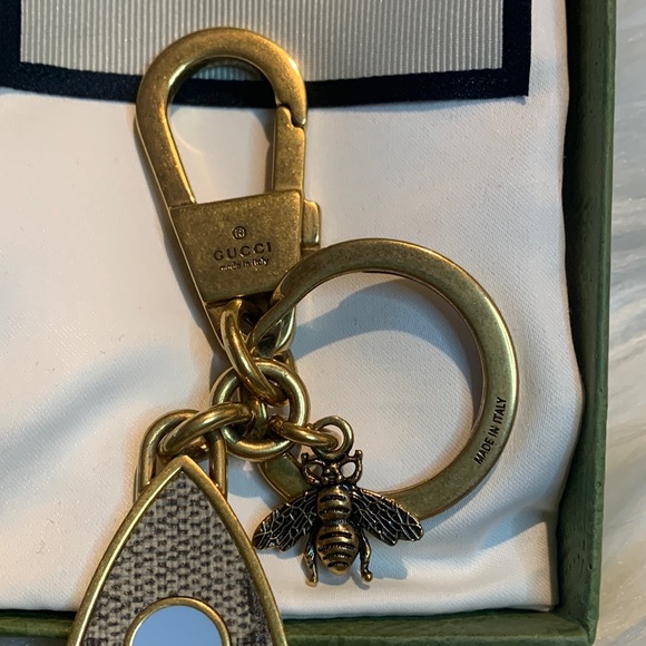 Gucci Brass GG Supreme Rocketship Key Chain - Picture 6 of 17